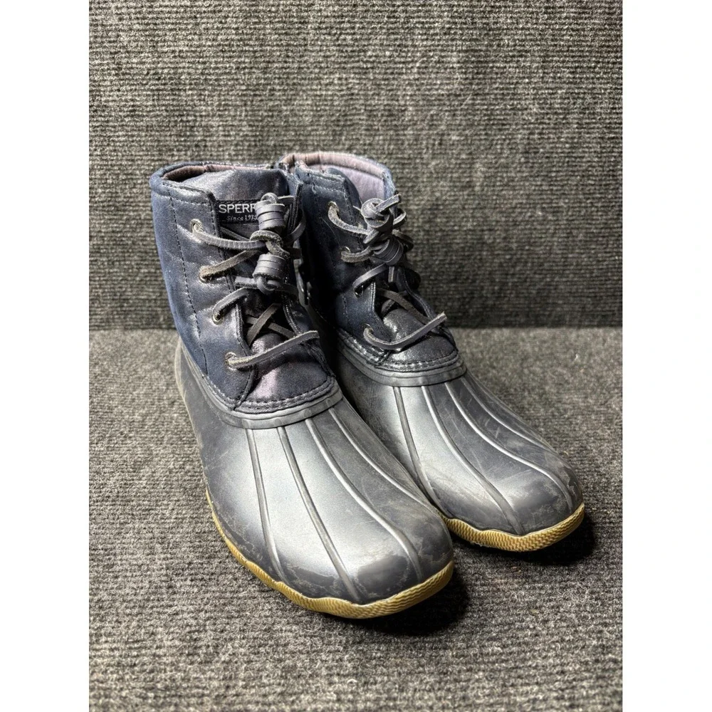 Sperry Saltwater Duck Boots Navy Blue Metallic Shimmer Womens 5M STK163856